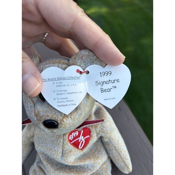 TY Beanie Baby 1999 SIGNATURE TEDDY Bear WITH ERRORS HANG TAG-RARE-RETIRED - Picture 3 of 6